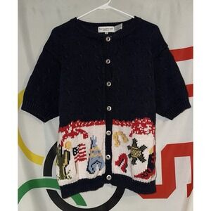 Vintage The Eagles Eye Sweater Womens Medium Short Sleeve Cowboy Western 90s